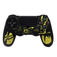روکش دسته بازی PS4 + آنالوگ طرح CYBER PUNK مشکی زرد