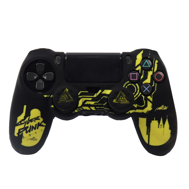 روکش دسته بازی PS4 + آنالوگ طرح CYBER PUNK مشکی زرد