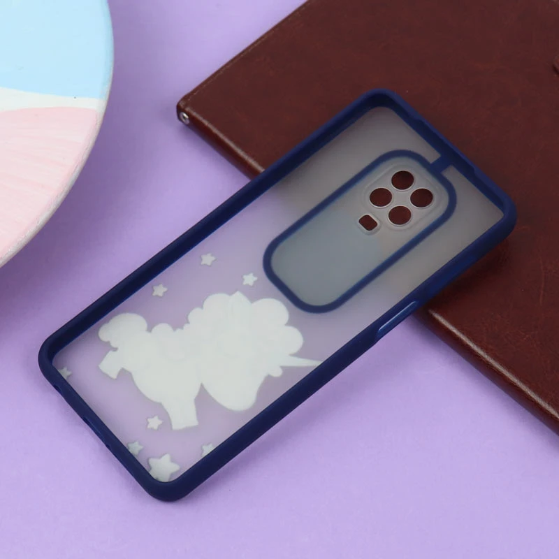 قاب شیائومی Redmi Note 9 Pro طرح دار سرمه ای محافظ لنزدار کشویی