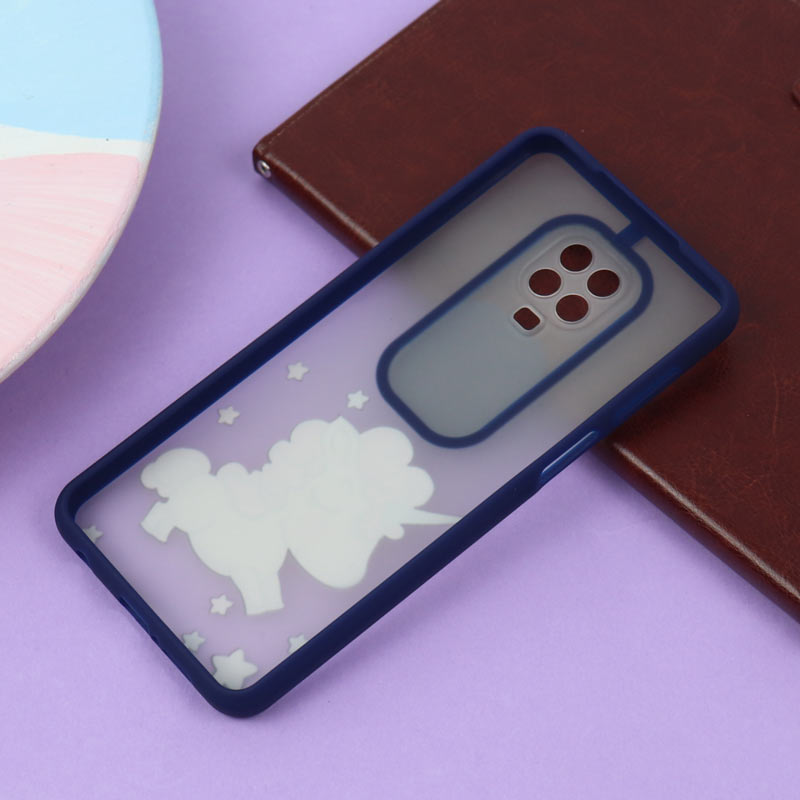 قاب محافظ لنز دار کشویی طرحدار سرمه ای Xiaomi Redmi Note 9 Pro