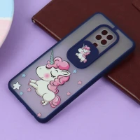 قاب شیائومی Redmi Note 9 Pro طرح دار سرمه ای محافظ لنزدار کشویی