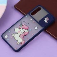 قاب سامسونگ Galaxy A30s / A50s طرح دار سرمه ای محافظ لنزدار کشویی