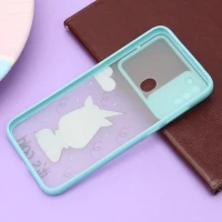 قاب سامسونگ Galaxy A11 / M11 طرح دار سبزآبی محافظ لنزدار کشویی