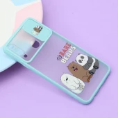 قاب سامسونگ Galaxy A20s طرح دار سبزآبی محافظ لنزدار کشویی