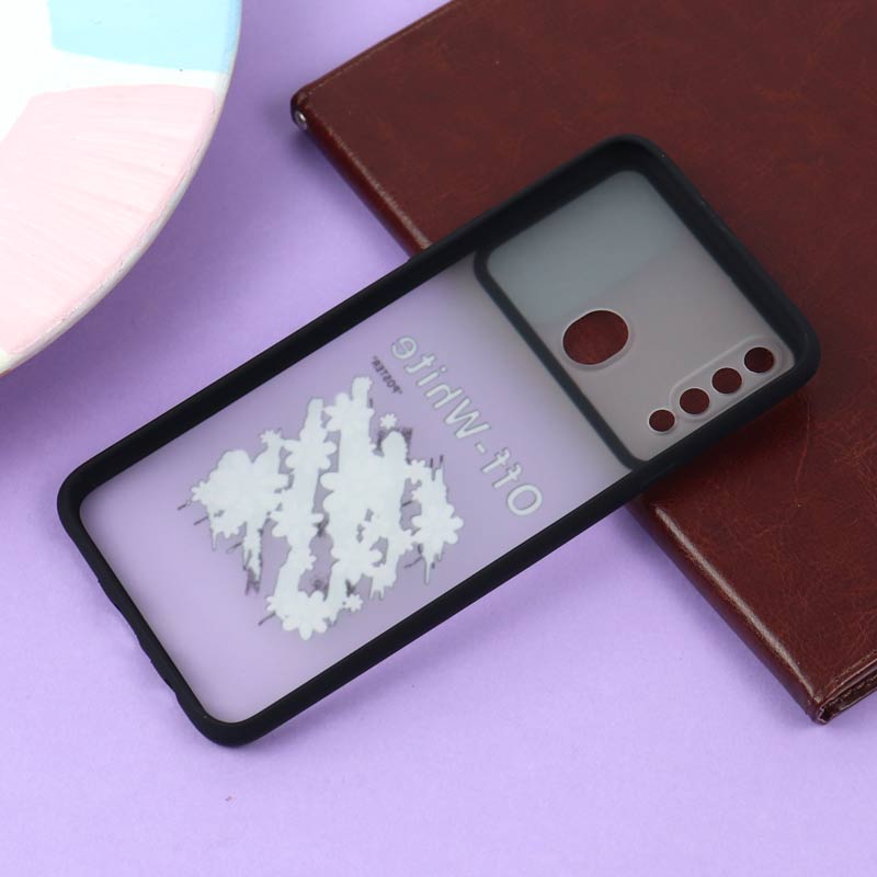 قاب سامسونگ Galaxy A20s طرح دار مشکی محافظ لنزدار کشویی