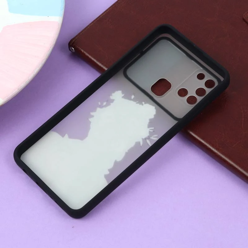 قاب سامسونگ Galaxy A21s طرح دار مشکی محافظ لنزدار کشویی