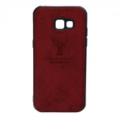 قاب چرمی سامسونگ Galaxy A5 2017 طرح گوزن محافظ لنزدار زرشکی