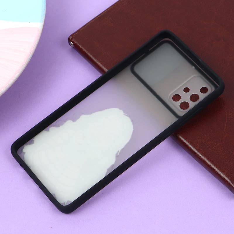 قاب سامسونگ Galaxy A71 طرح دار مشکی محافظ لنزدار کشویی