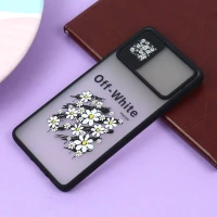 قاب سامسونگ Galaxy A71 طرح دار مشکی محافظ لنزدار کشویی