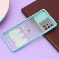 قاب سامسونگ Galaxy A71 طرح دار سبزآبی محافظ لنزدار کشویی