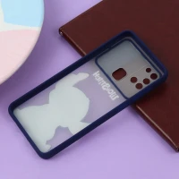 قاب سامسونگ Galaxy A21s طرح دار سرمه ای محافظ لنزدار کشویی