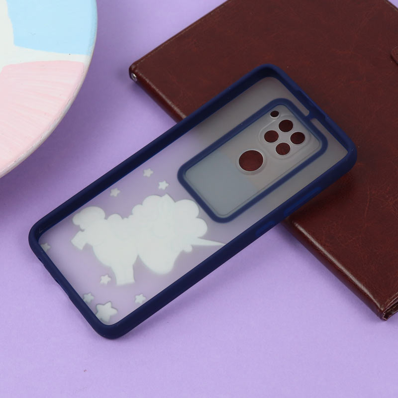 قاب محافظ لنز دار کشویی طرحدار سرمه ای Xiaomi Redmi Note 9