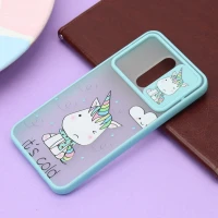 قاب شیائومی Redmi 8 / 8A طرح دار سبزآبی محافظ لنزدار کشویی