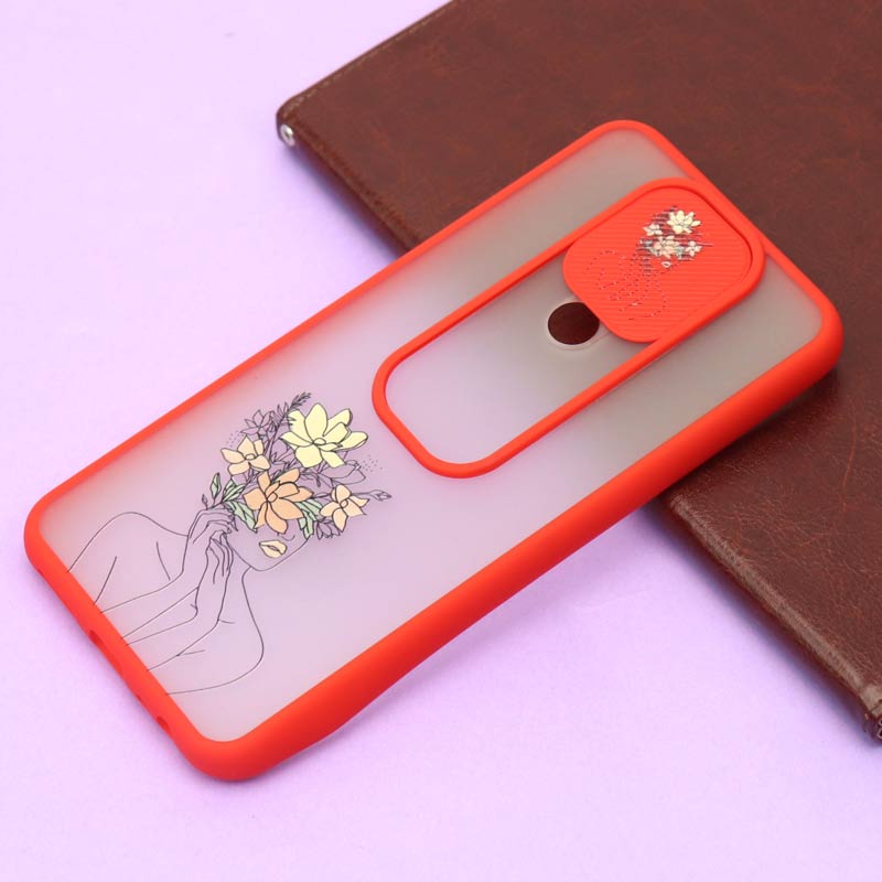 قاب محافظ لنز دار کشویی طرحدار قرمز Xiaomi Redmi 9