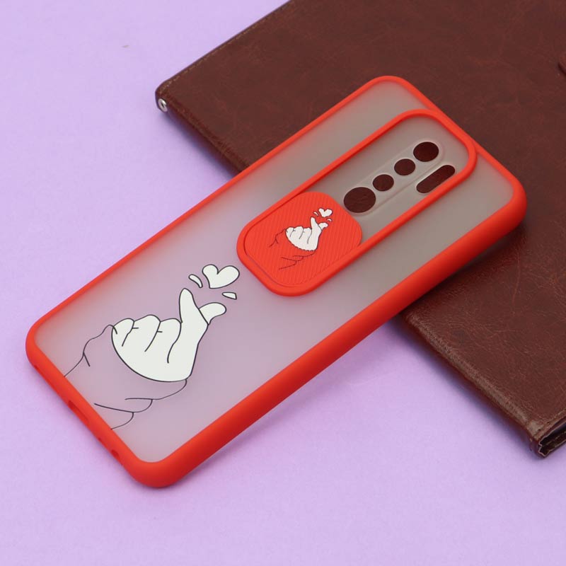 قاب محافظ لنز دار کشویی طرحدار قرمز Xiaomi Redmi 9