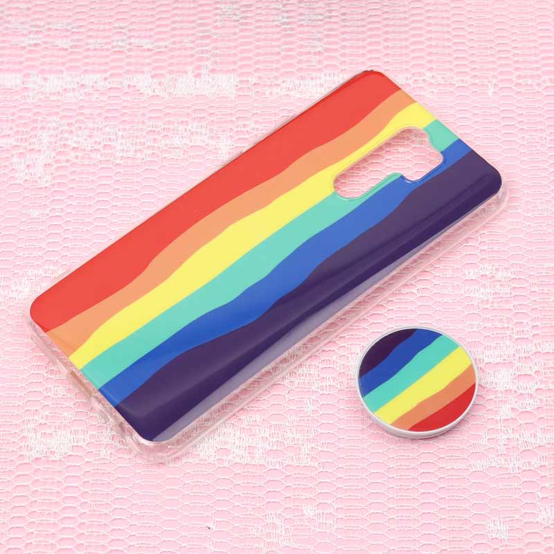 قاب سوپر IMD دور شفاف پاپ سوکت دار Xiaomi Redmi 9 رنگین کمانی