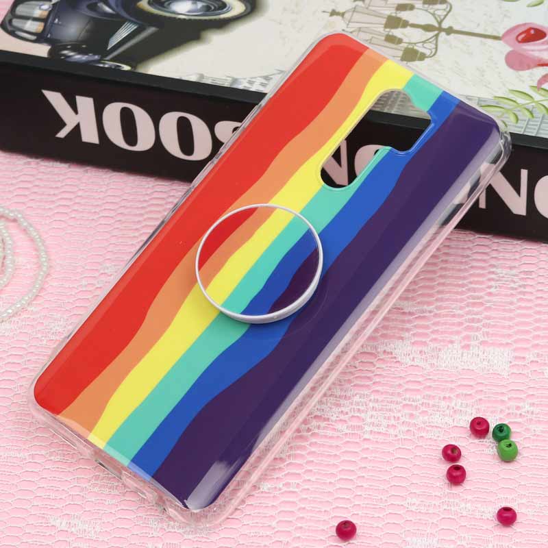 قاب سوپر IMD دور شفاف پاپ سوکت دار Xiaomi Redmi 9 رنگین کمانی