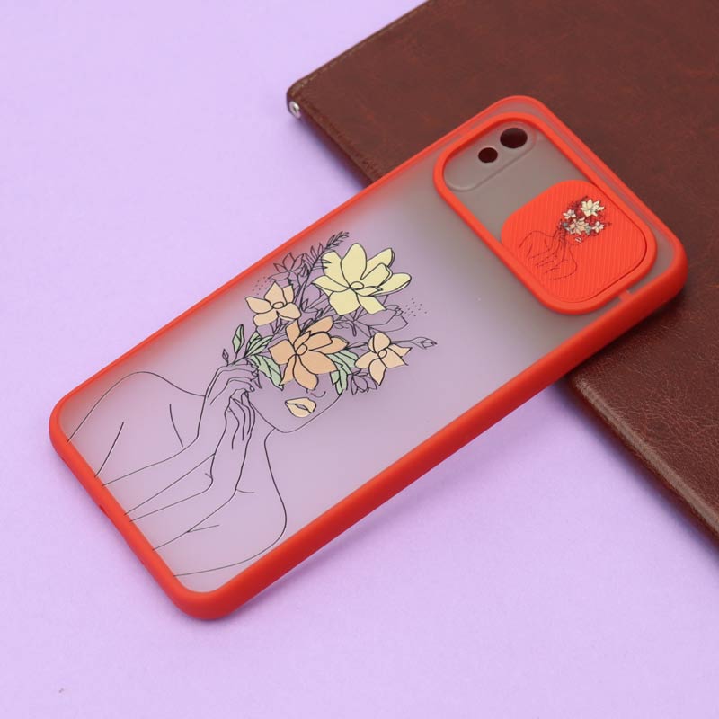 قاب محافظ لنز دار کشویی طرحدار قرمز Xiaomi Redmi 9A