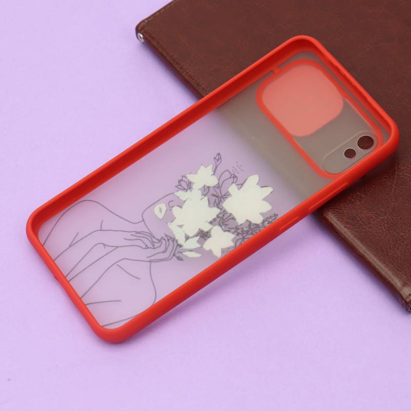 قاب محافظ لنز دار کشویی طرحدار قرمز Xiaomi Redmi 9A