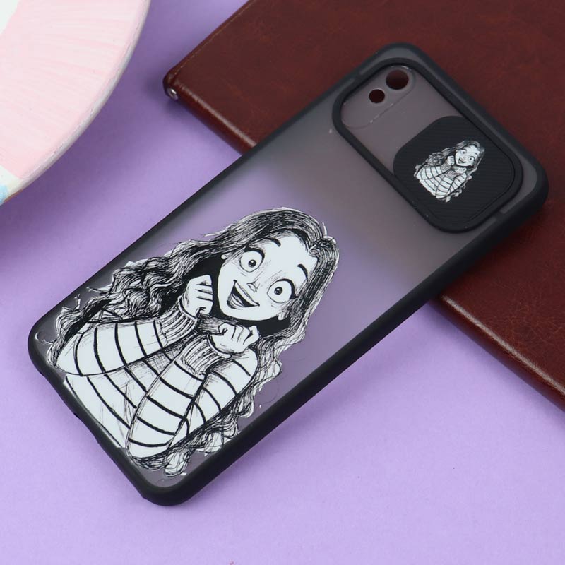 قاب محافظ لنز دار کشویی طرحدار مشکی Xiaomi Redmi 9A
