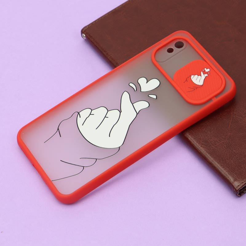 قاب محافظ لنز دار کشویی طرحدار قرمز Xiaomi Redmi 9A