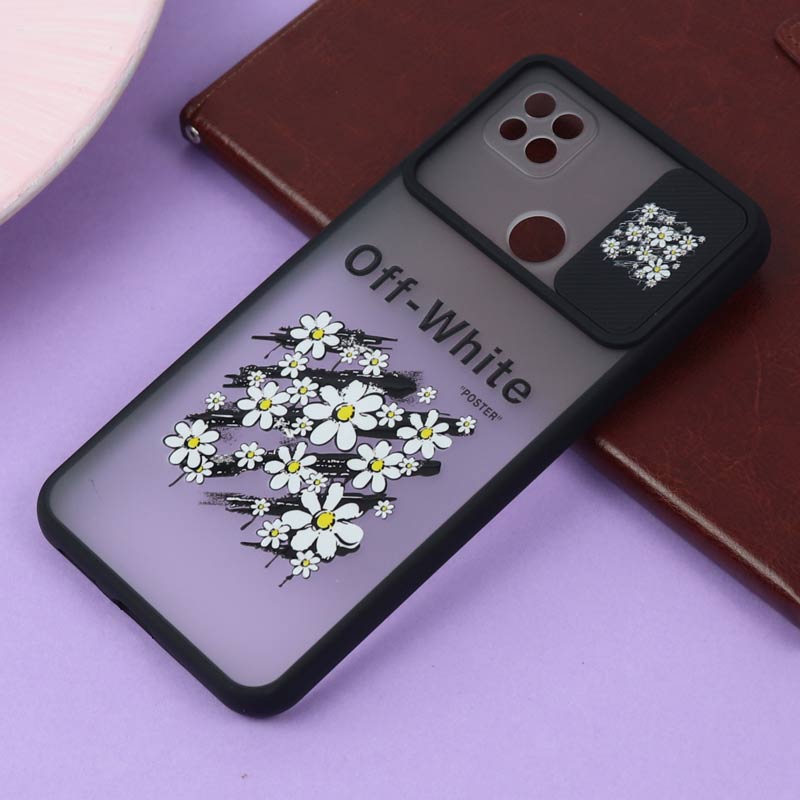 قاب محافظ لنز دار کشویی طرحدار مشکی Xiaomi Redmi 9C