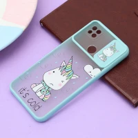 قاب محافظ لنز دار کشویی طرحدار سبزآبی Xiaomi Redmi 9C