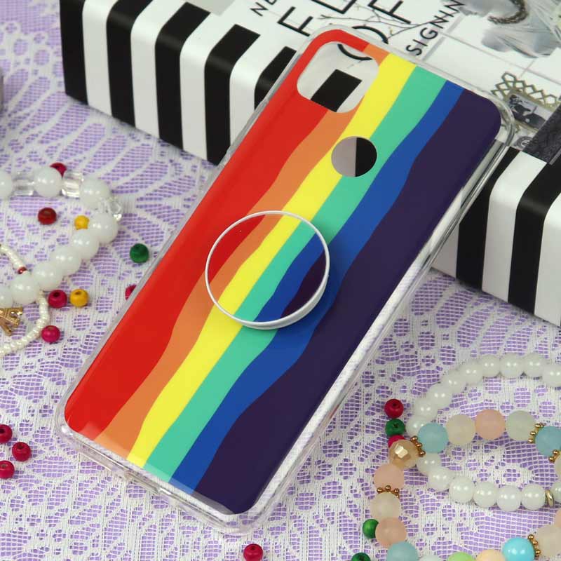 قاب سوپر IMD دور شفاف پاپ سوکت دار Xiaomi Redmi 9C رنگین کمانی