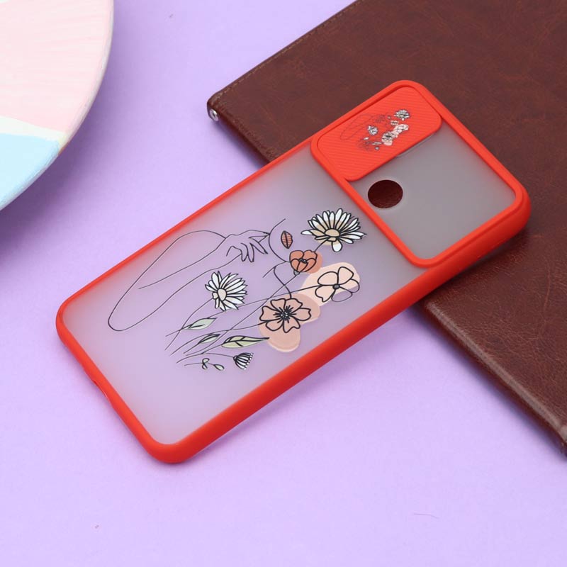 قاب محافظ لنز دار کشویی طرحدار قرمز Xiaomi Redmi 9C