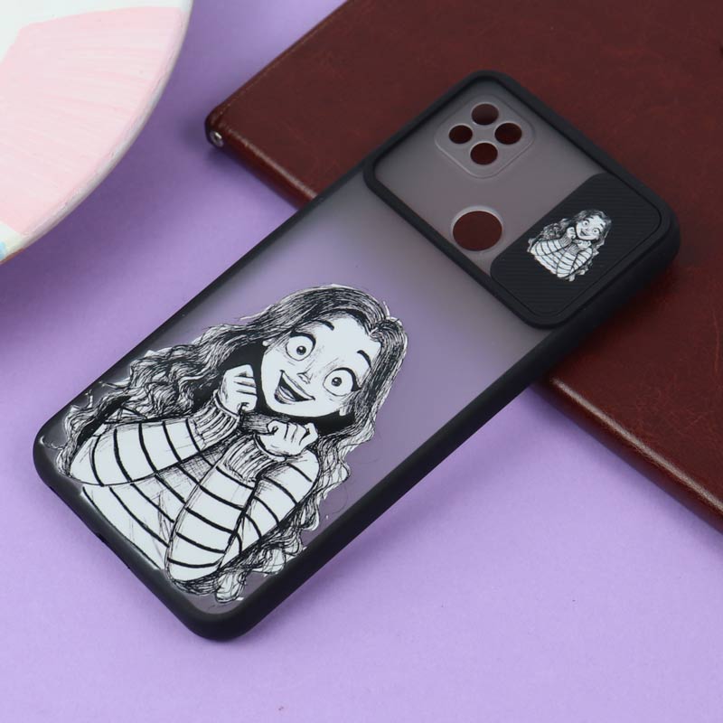 قاب محافظ لنز دار کشویی طرحدار مشکی Xiaomi Redmi 9C