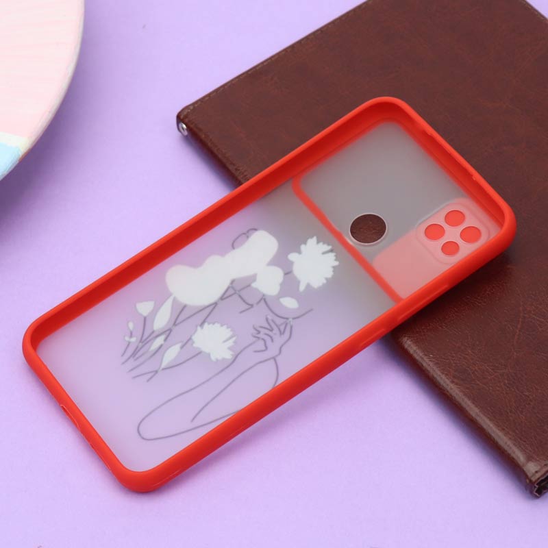 قاب محافظ لنز دار کشویی طرحدار قرمز Xiaomi Redmi 9C