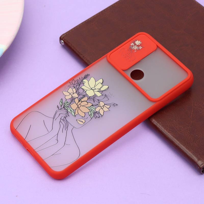 قاب محافظ لنز دار کشویی طرحدار قرمز Xiaomi Redmi 9C