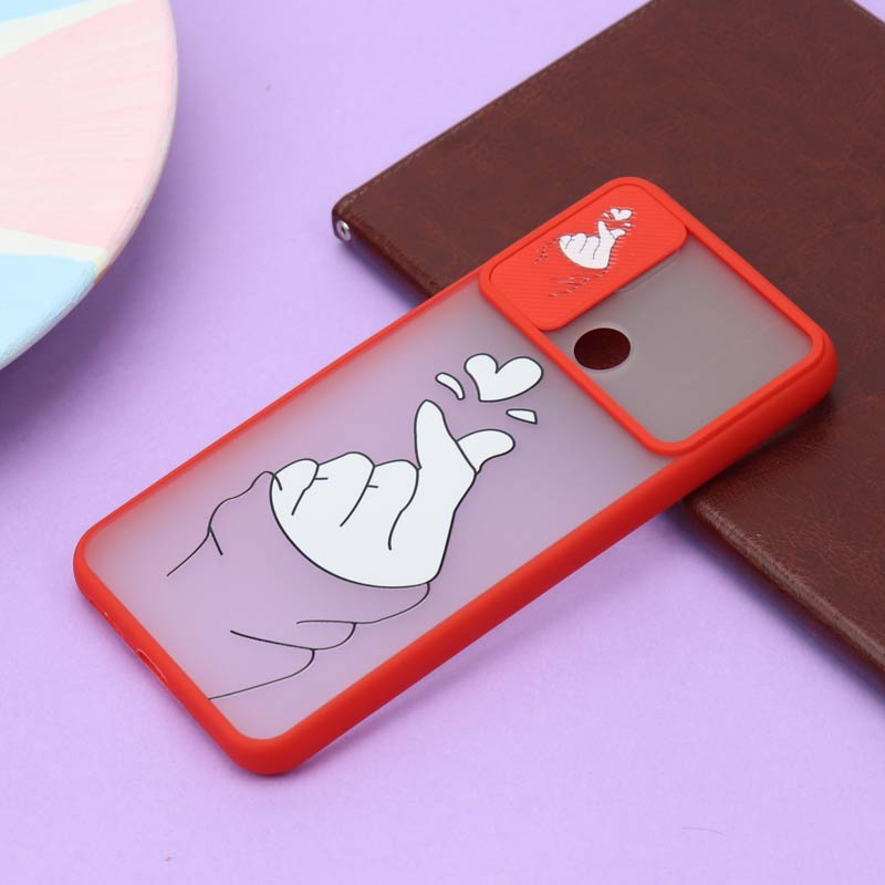 قاب محافظ لنز دار کشویی طرحدار قرمز Xiaomi Redmi 9C