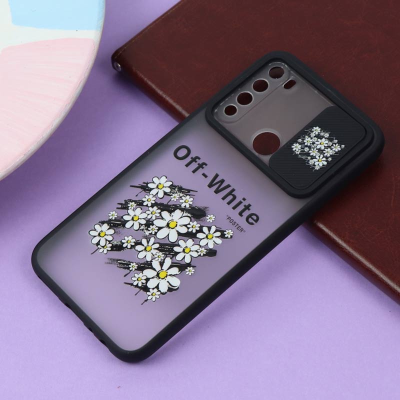 قاب شیائومی Redmi Note 8 طرح دار مشکی محافظ لنزدار کشویی