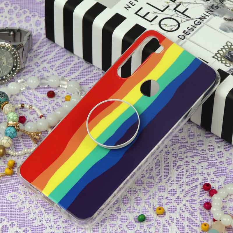قاب سوپر IMD دور شفاف پاپ سوکت دار Xiaomi Redmi Note 8 رنگین کمانی