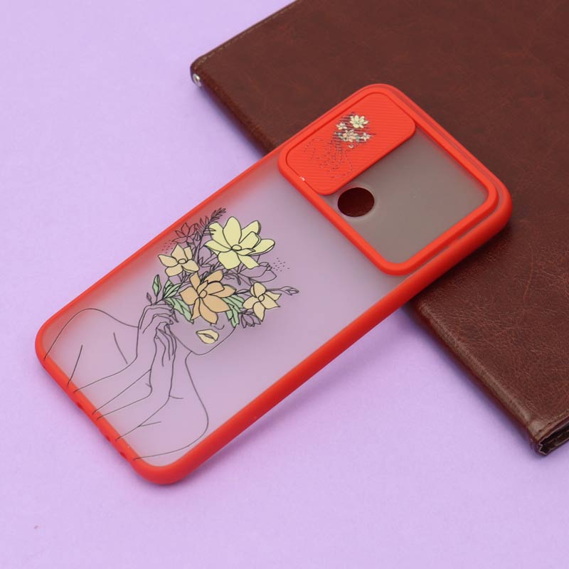 قاب محافظ لنز دار کشویی طرحدار قرمز Xiaomi Redmi Note 8