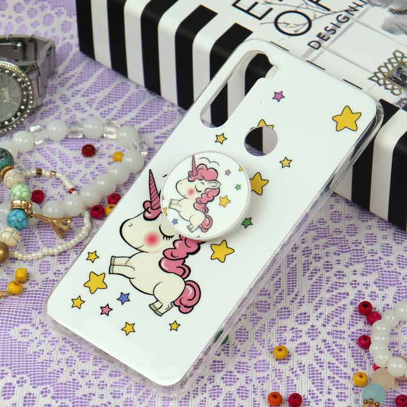 قاب سوپر IMD دور شفاف پاپ سوکت دار Xiaomi Redmi Note 8 یونیکورن