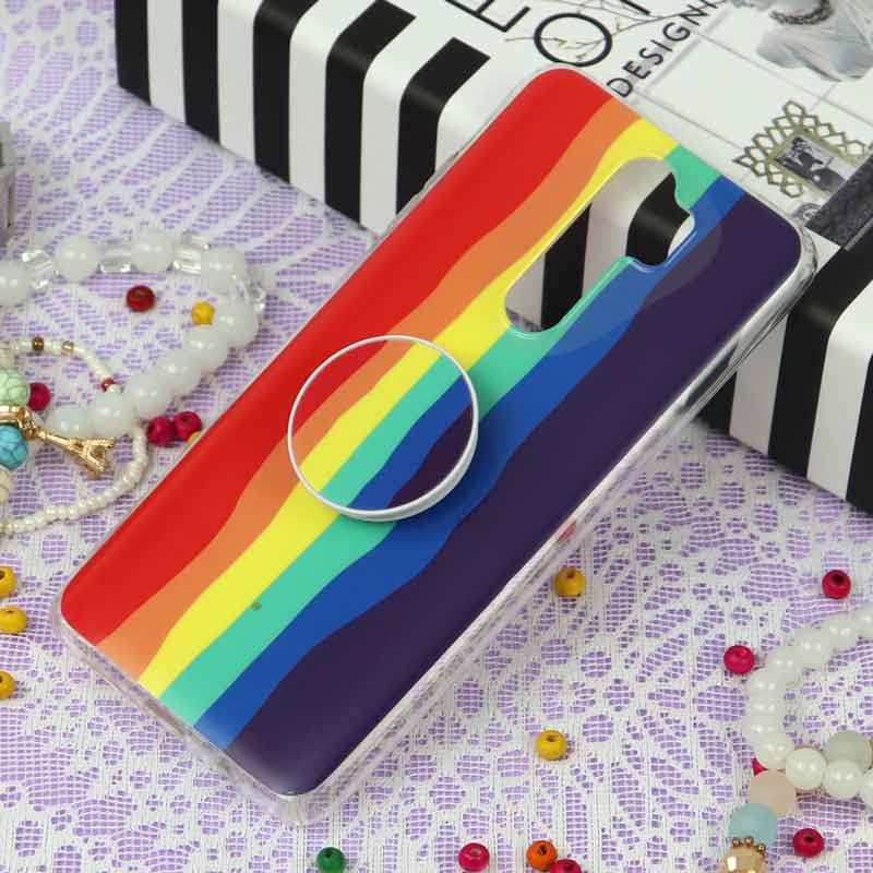 قاب سوپر IMD دور شفاف پاپ سوکت دار Xiaomi Redmi Note 8 Pro رنگین کمانی
