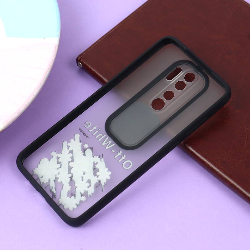 قاب محافظ لنز دار کشویی طرحدار مشکی Xiaomi Redmi Note 8 Pro