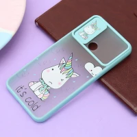 قاب شیائومی Redmi Note 8 Pro طرح دار سبزآبی محافظ لنزدار کشویی