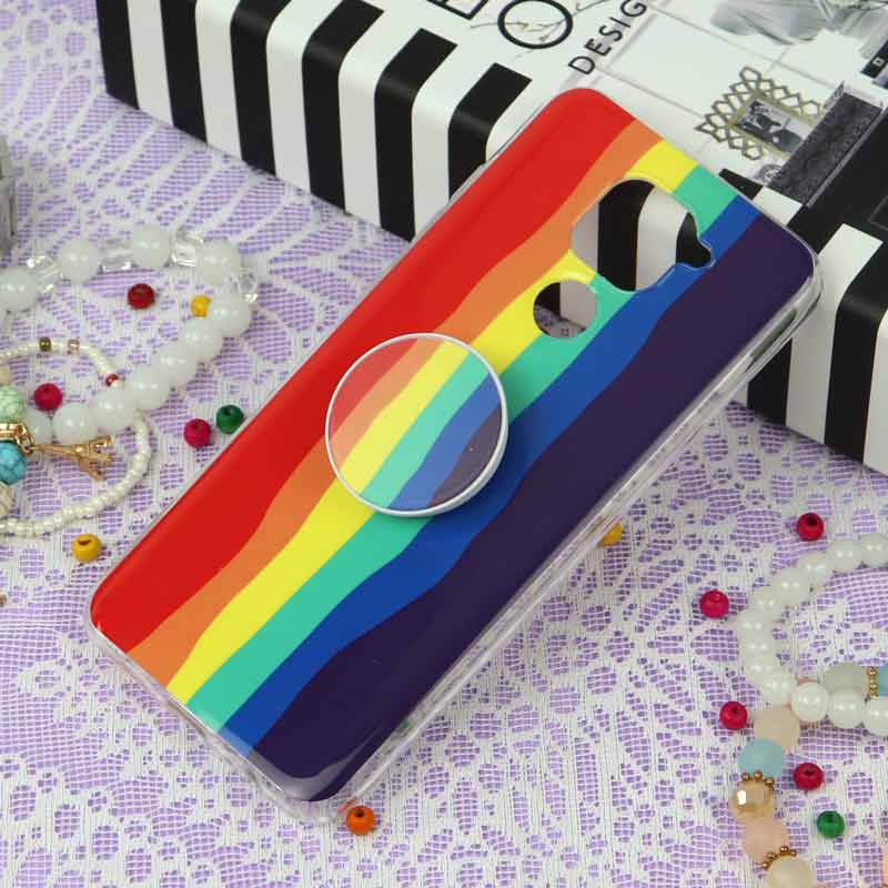 قاب سوپر IMD دور شفاف پاپ سوکت دار Xiaomi Redmi Note 9 رنگین کمانی