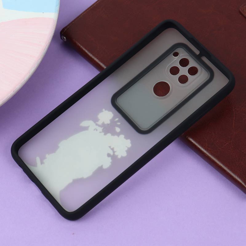 قاب شیائومی Redmi Note 9 طرح دار مشکی محافظ لنزدار کشویی