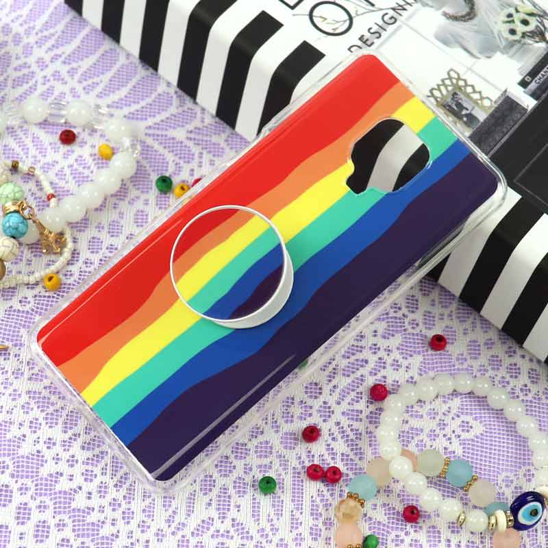 قاب سوپر IMD دور شفاف پاپ سوکت دار Xiaomi Redmi Note 9S رنگین کمانی