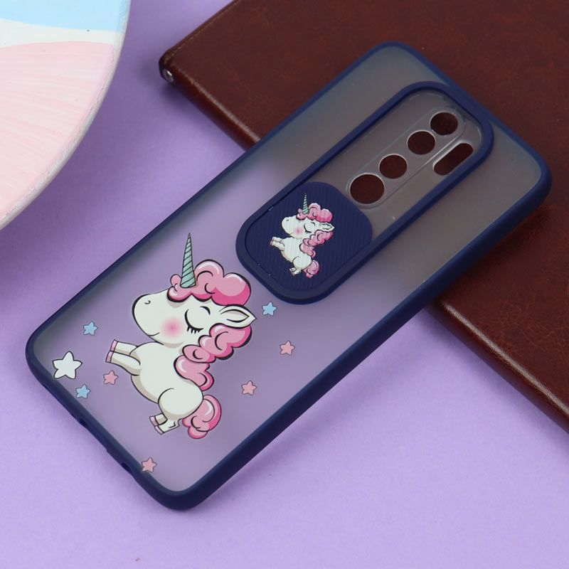 قاب محافظ لنز دار کشویی طرحدار سرمه ای Xiaomi Redmi Note 8 Pro