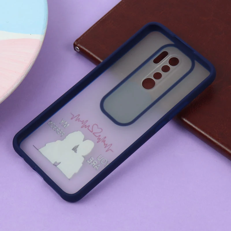 قاب شیائومی Redmi 9 طرح دار سرمه ای محافظ لنزدار کشویی