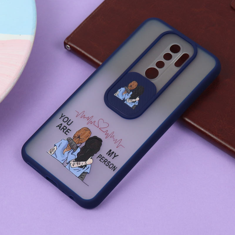 قاب محافظ لنز دار کشویی طرحدار سرمه ای Xiaomi Redmi 9