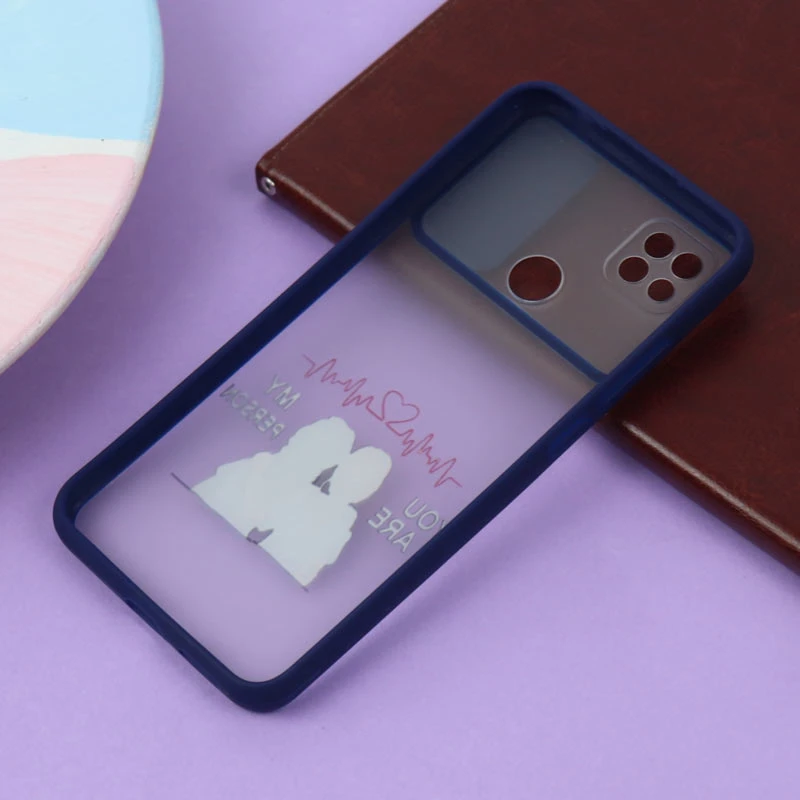 قاب شیائومی Redmi 9C طرح دار سرمه ای محافظ لنزدار کشویی