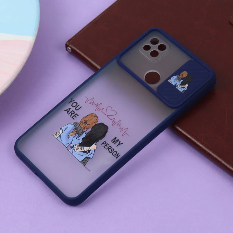 قاب شیائومی Redmi 9C طرح دار سرمه ای محافظ لنزدار کشویی