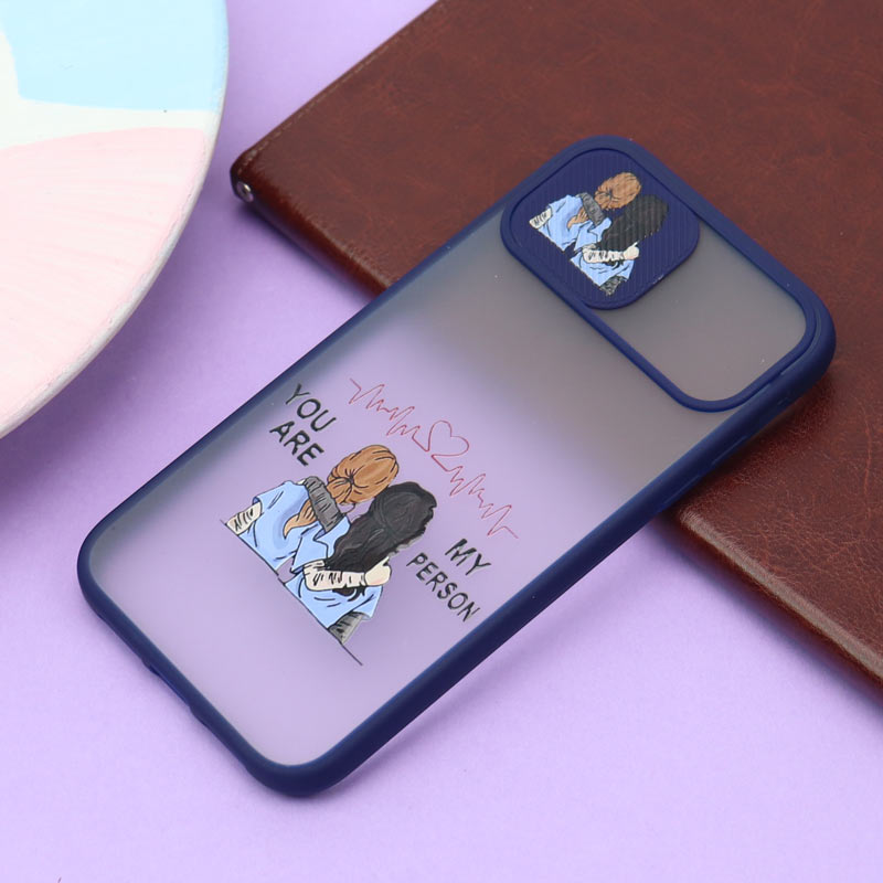 قاب محافظ لنز دار کشویی طرحدار سرمه ای iPhone 11