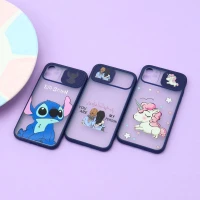 قاب محافظ لنز دار کشویی طرحدار سرمه ای iPhone 11